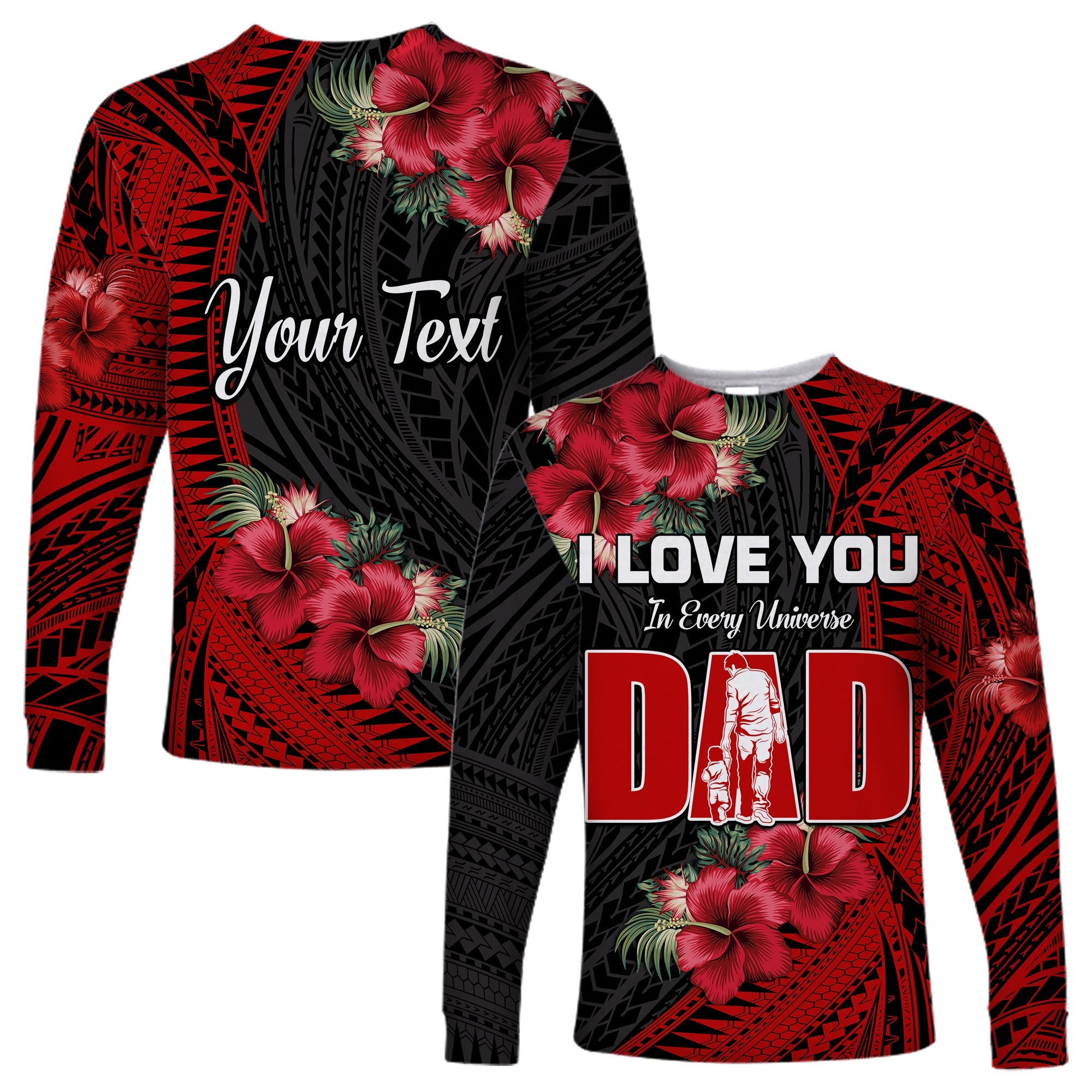 (Custom Personalised) Happy Fathers Day Long Sleeve Shirt Polynesian Best Dad Ever LT13 Unisex Red - Polynesian Pride
