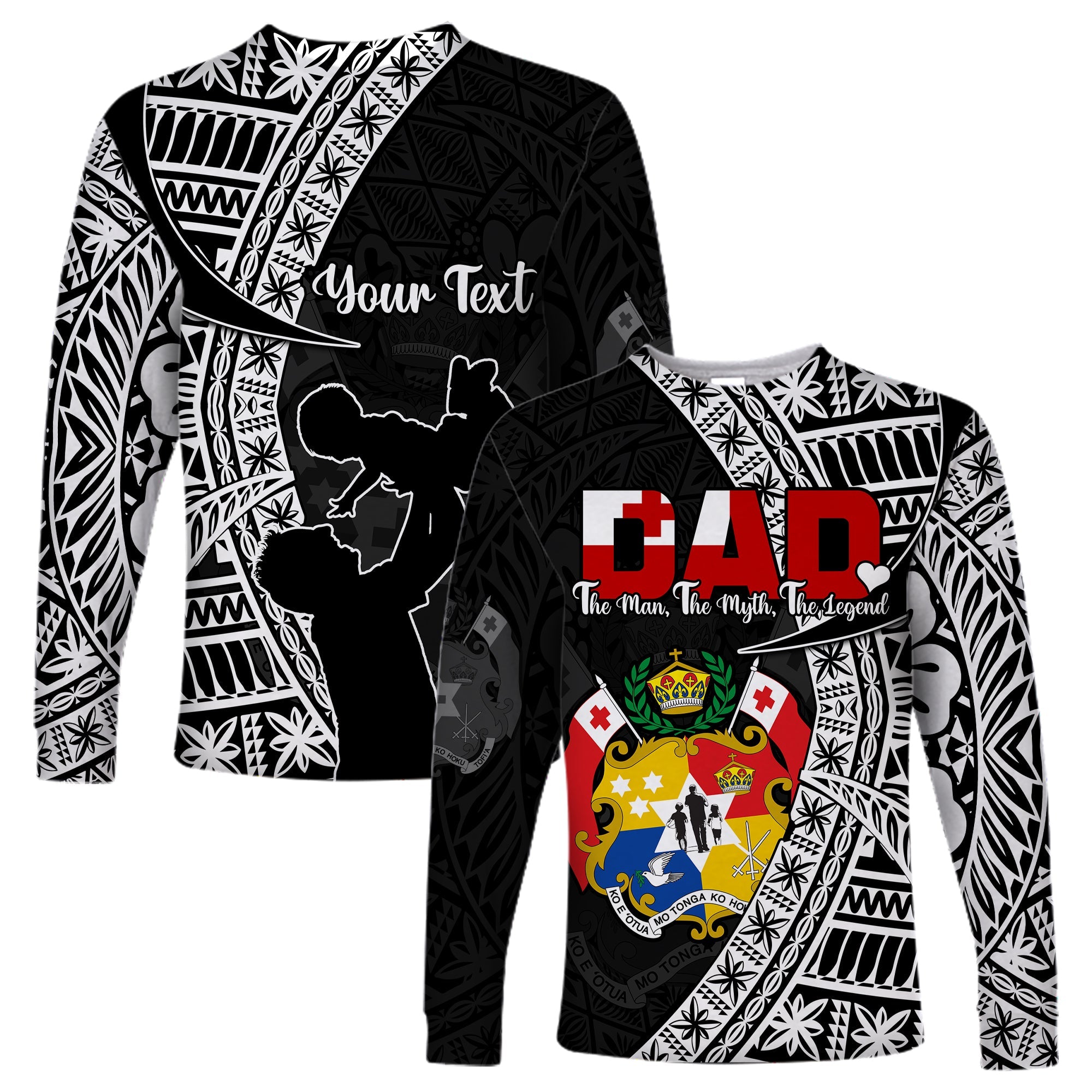 (Custom Personalised) Tonga Long Sleeve Shirt Happy Tongan Fathers Day LT13 Unisex Black - Polynesian Pride
