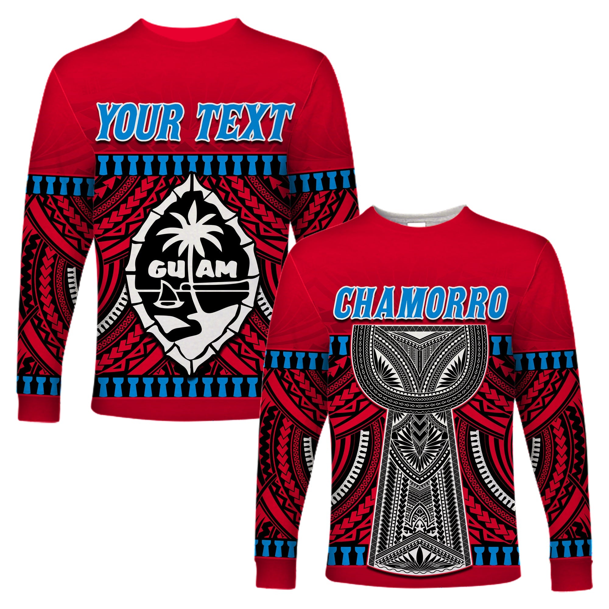 (Custom Personalised) Guam Chamorro Long Sleeve Shirt Latte Stone Red Polynesian Haligi LT13 Unisex Red - Polynesian Pride