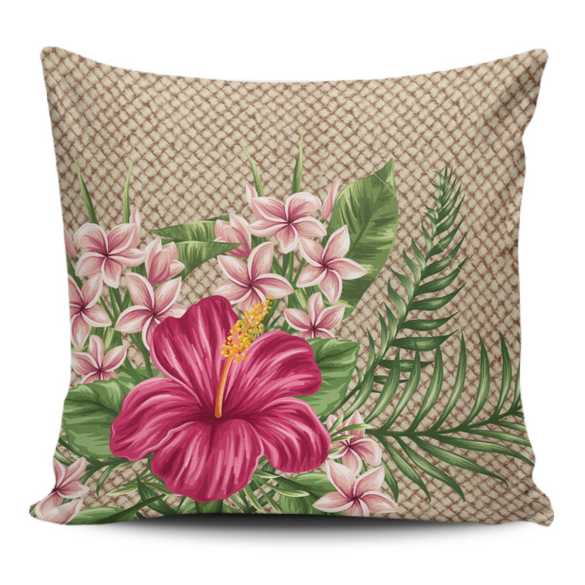 Lauhala Hibiscus Pillow Covers One Size Zippered Pillow Case 18"x18"(Twin Sides) Black - Polynesian Pride