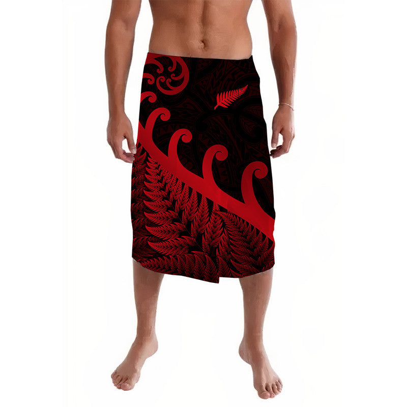 New Zealand Rugby Maori Lavalava Silver Fern Koru Vibes Red LT8 Red - Polynesian Pride