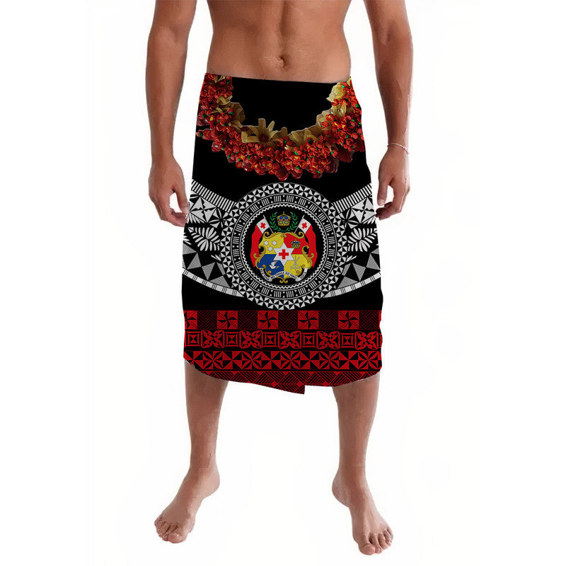 Custom Tonga Lavalava Emancipation Day Tupenu Independence Day Fancy Kahoa Heilala Flower Black Red LT8 Black - Polynesian Pride