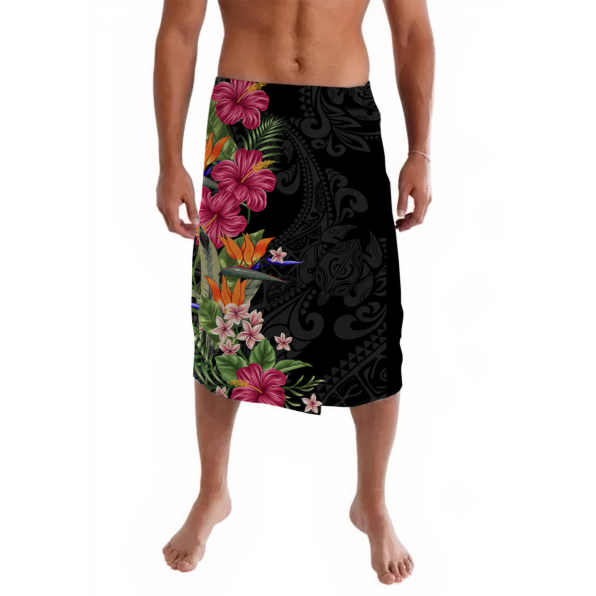 Hawaii Flowers Mix Tribal Pattern Lavalava LT6 6XL 7XL - Polynesian Pride