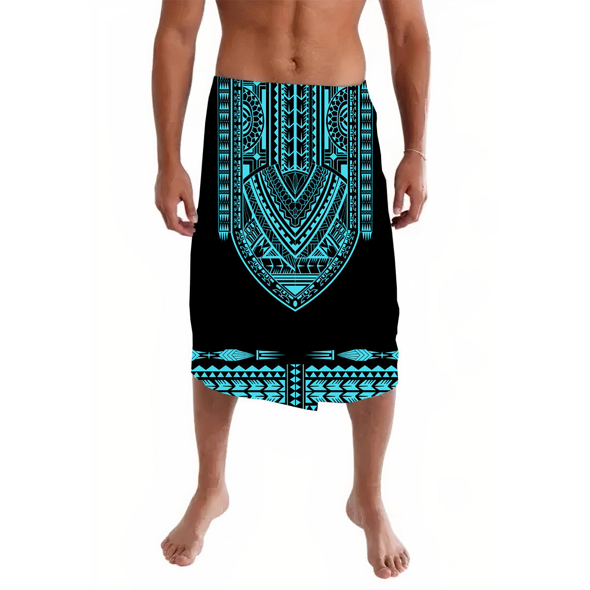 Polynesian Lavalava Dashiki With Polynesian Tattoo Royal Turquoise Version LT14 Turquoise - Polynesian Pride