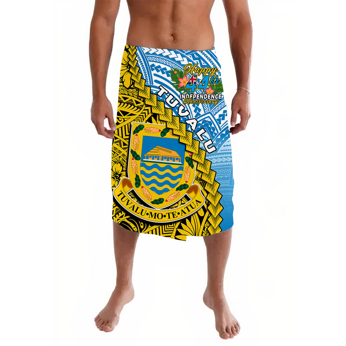 Tuvalu 1978 Lavalava Happy 44th Independence Anniversary Polynesian Pattern LT14 Yellow - Polynesian Pride