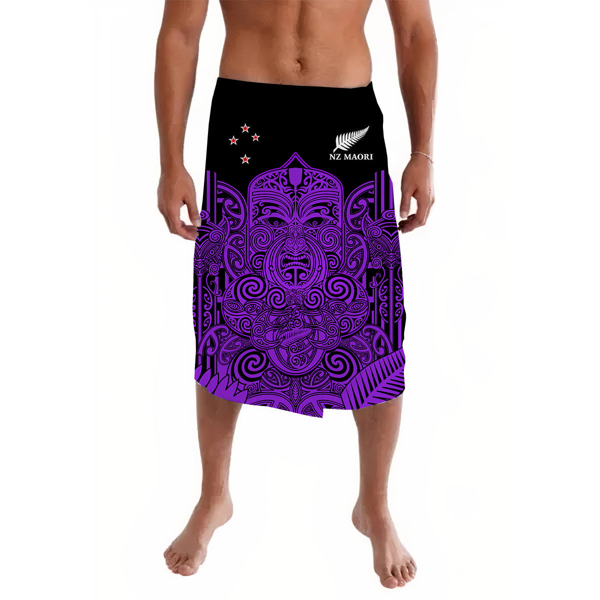 New Zealand Tiki Rugby Lavalava NZ Maori Koru Pattern Ver.04 LT14 Purple - Polynesian Pride