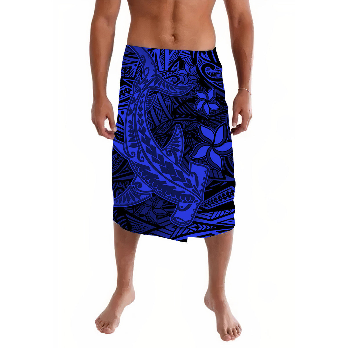 Polynesian Lavalava Blue Hawaiian Tribal Hammerhead Shark LT14 Blue - Polynesian Pride