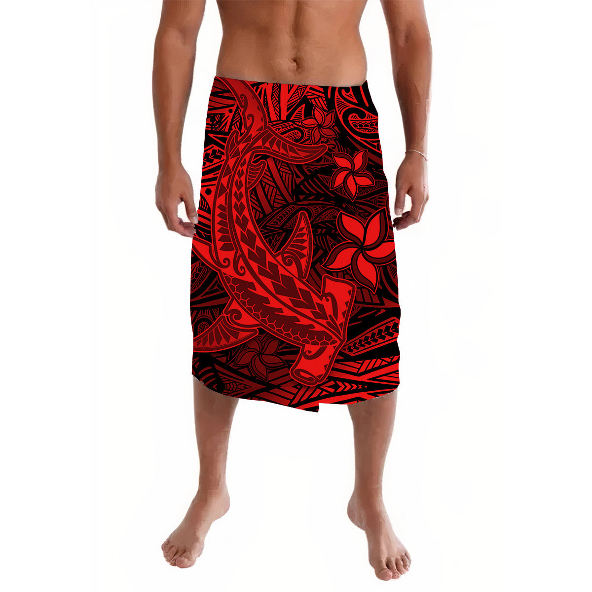 Polynesian Lavalava Red Hawaiian Tribal Hammerhead Shark LT14 Red - Polynesian Pride