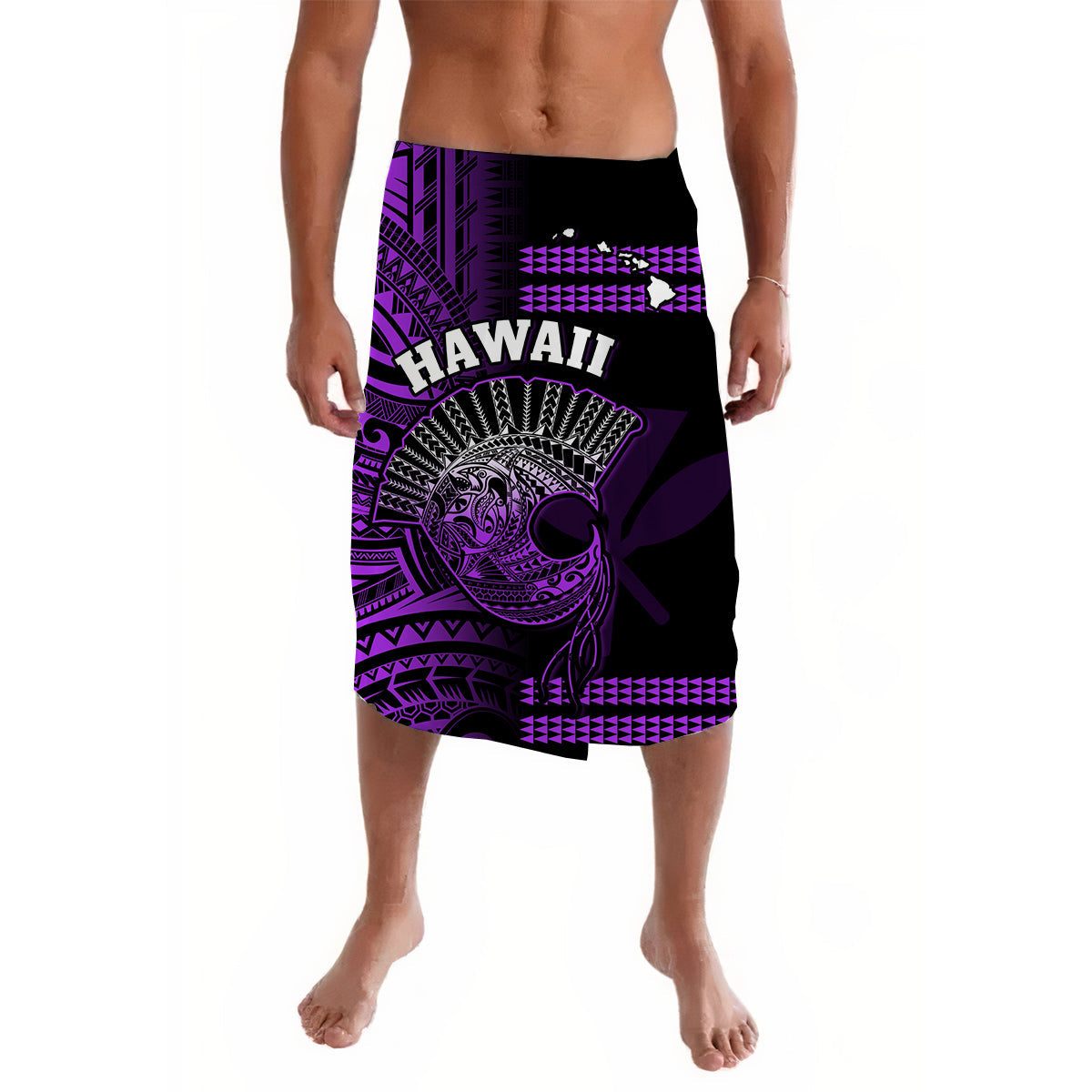 Hawaii Lavalava Kakau Warrior Helmet Gradient Purple Polynesian LT14 Purple - Polynesian Pride