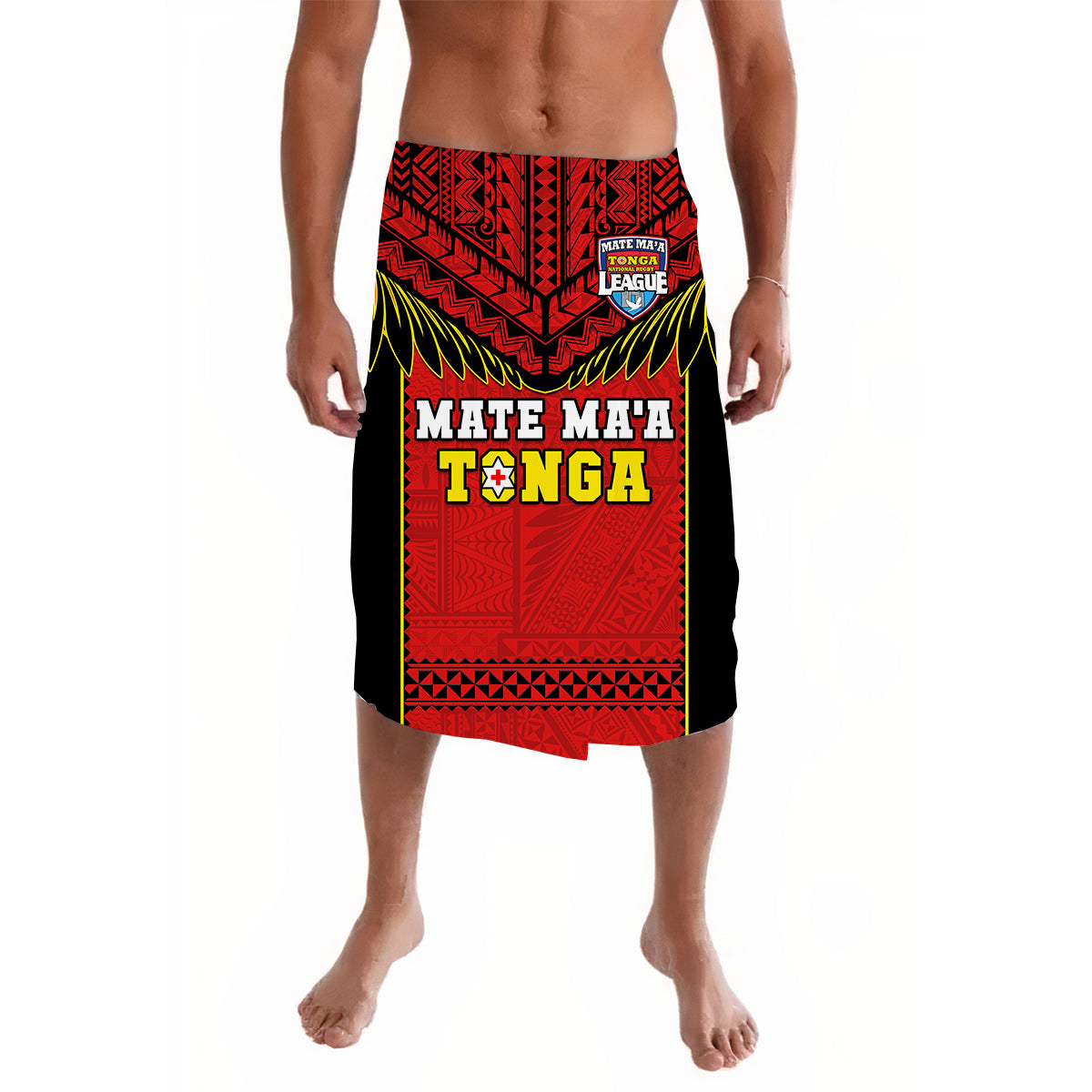 Tonga Rugby Lavalava Mate Maa Tonga Pacific Ngatu Black LT14 Red - Polynesian Pride