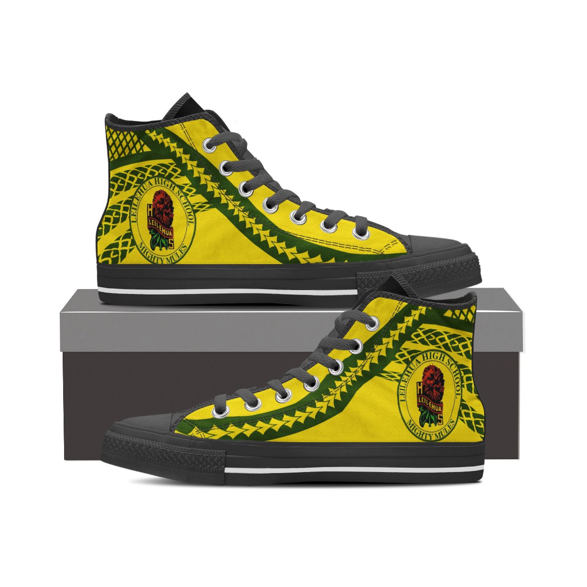 Hawaii - Leilehua High - High Top Shoes - AH Black - Polynesian Pride