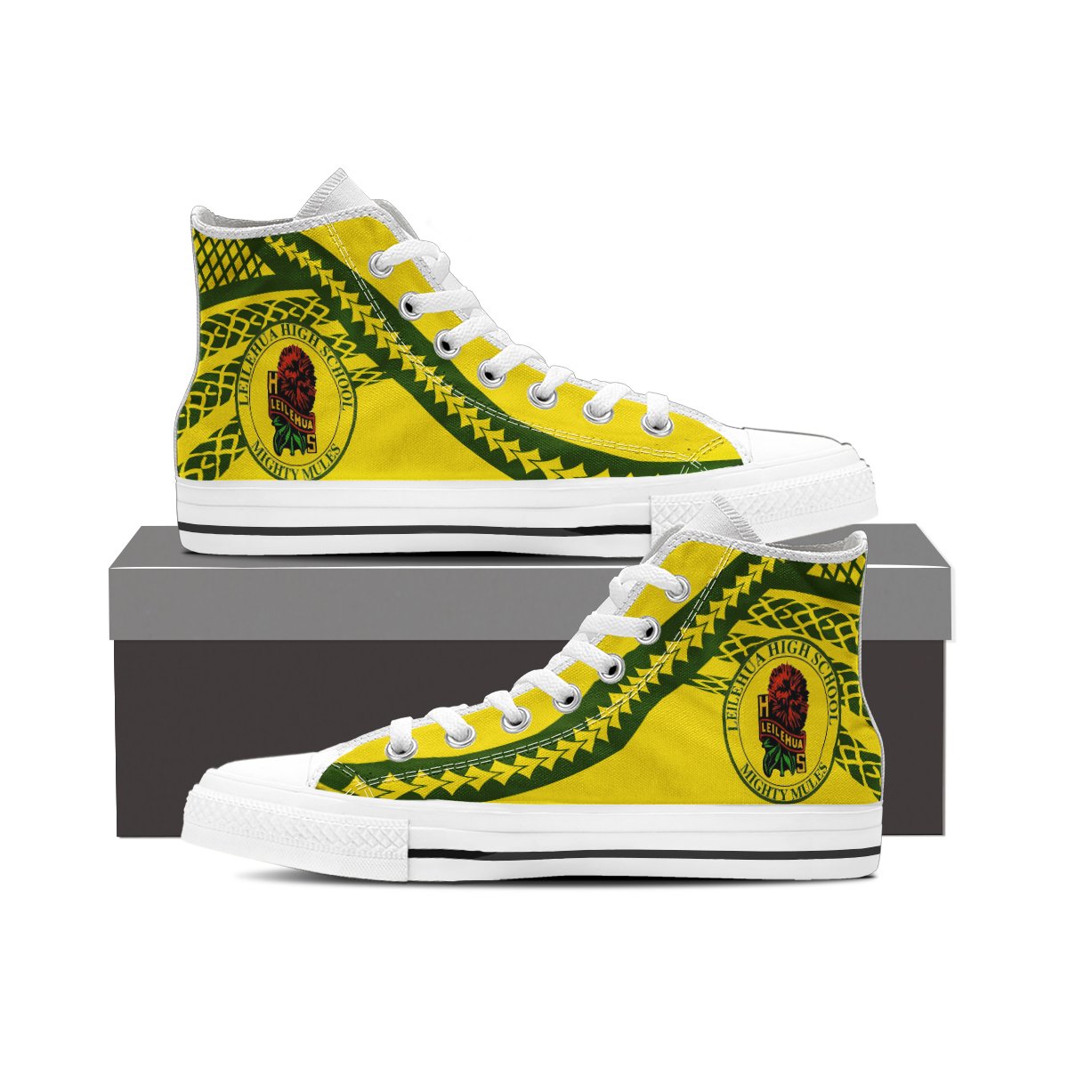 Hawaii - Leilehua High - High Top Shoes - AH White - Polynesian Pride