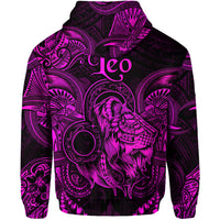 Leo Zodiac Polynesian Zip Hoodie Unique Style Pink LT8 - Polynesian Pride