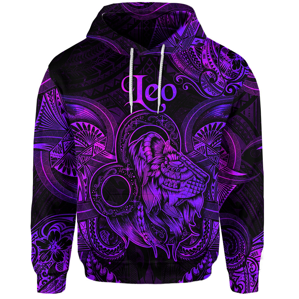 Custom Leo Zodiac Polynesian Hoodie Unique Style Purple LT8 - Polynesian Pride