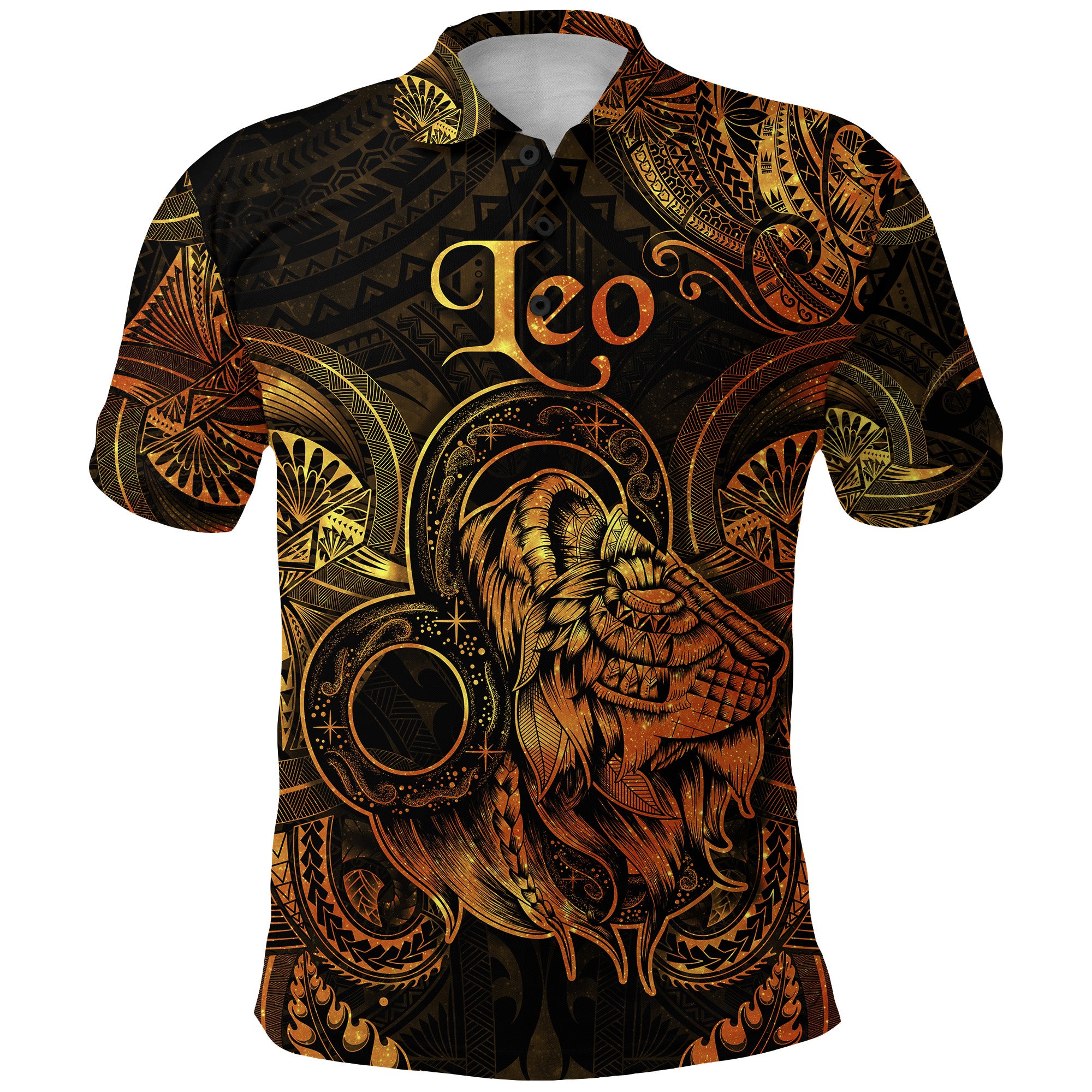 Custom Leo Zodiac Polynesian Polo Shirt Unique Style Gold LT8 - Polynesian Pride