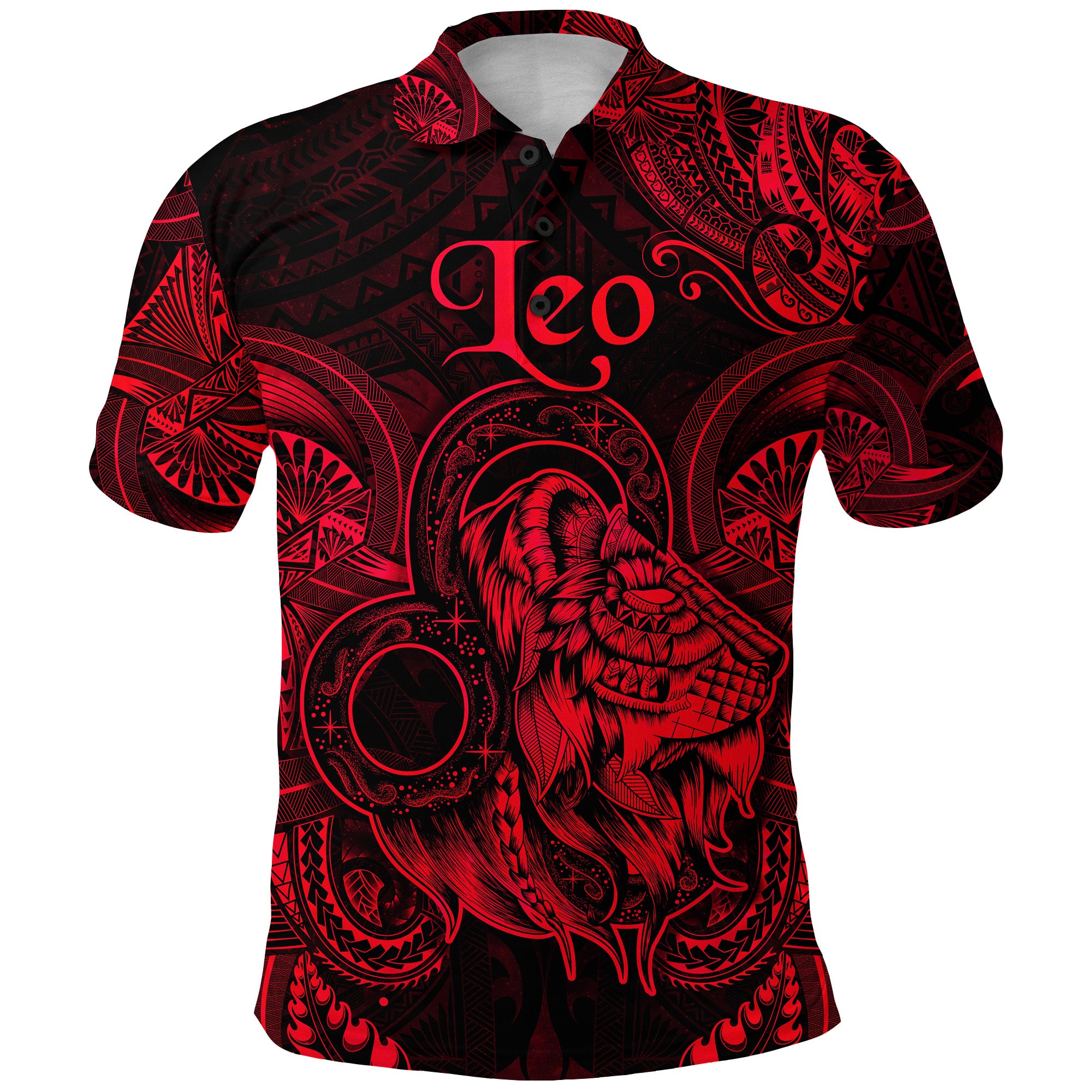 Custom Leo Zodiac Polynesian Polo Shirt Unique Style Red LT8 - Polynesian Pride