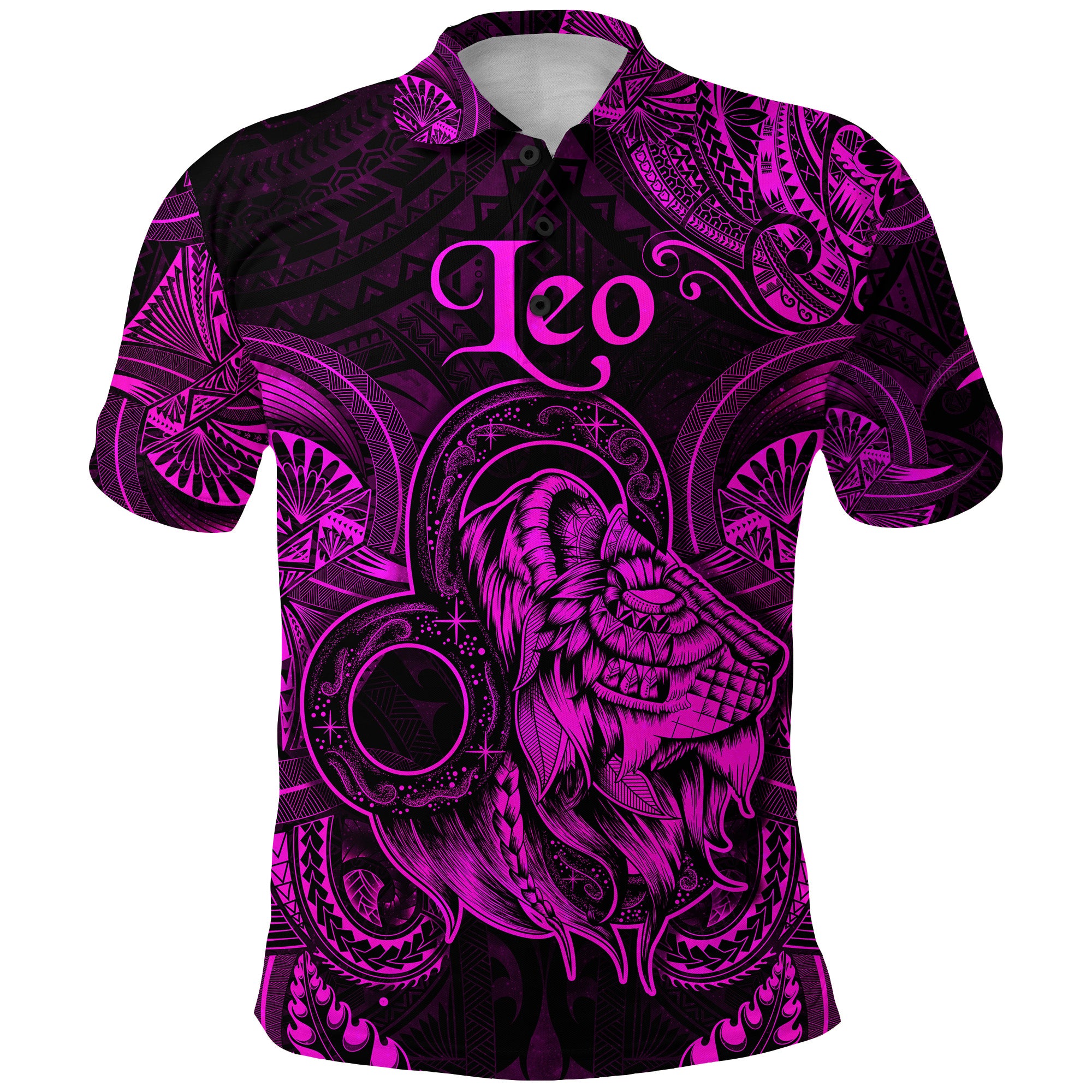 Custom Leo Zodiac Polynesian Polo Shirt Unique Style Pink LT8 - Polynesian Pride