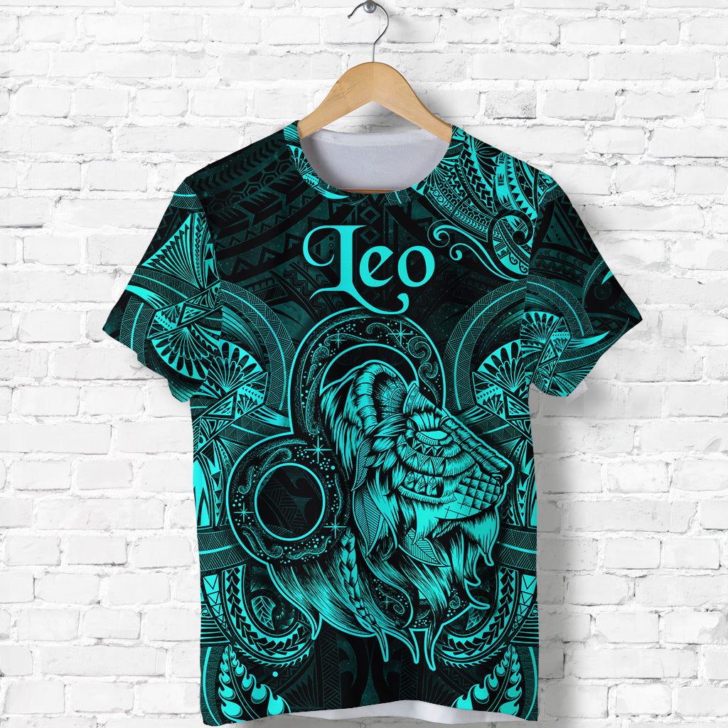 Custom Leo Zodiac Polynesian T Shirt Unique Style Turquoise LT8 - Polynesian Pride