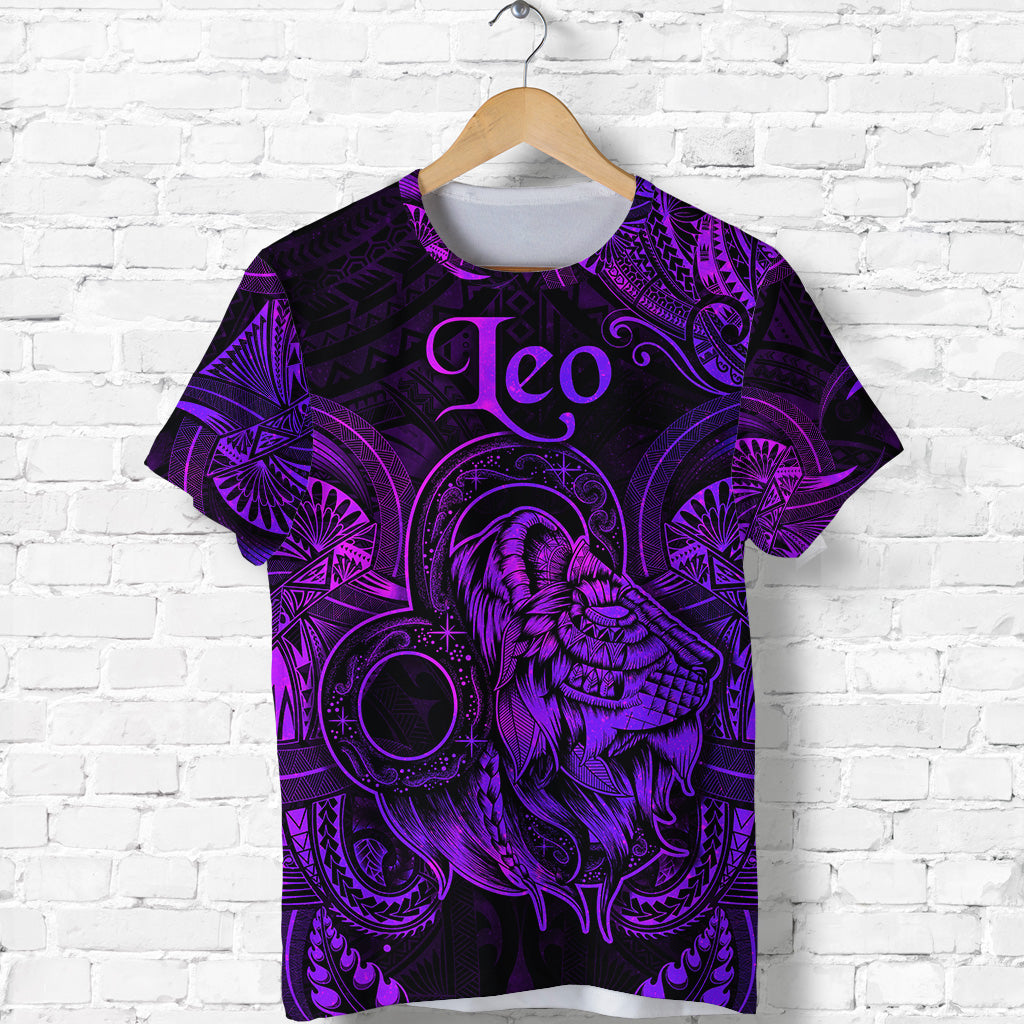 Custom Leo Zodiac Polynesian T Shirt Unique Style Purple LT8 - Polynesian Pride