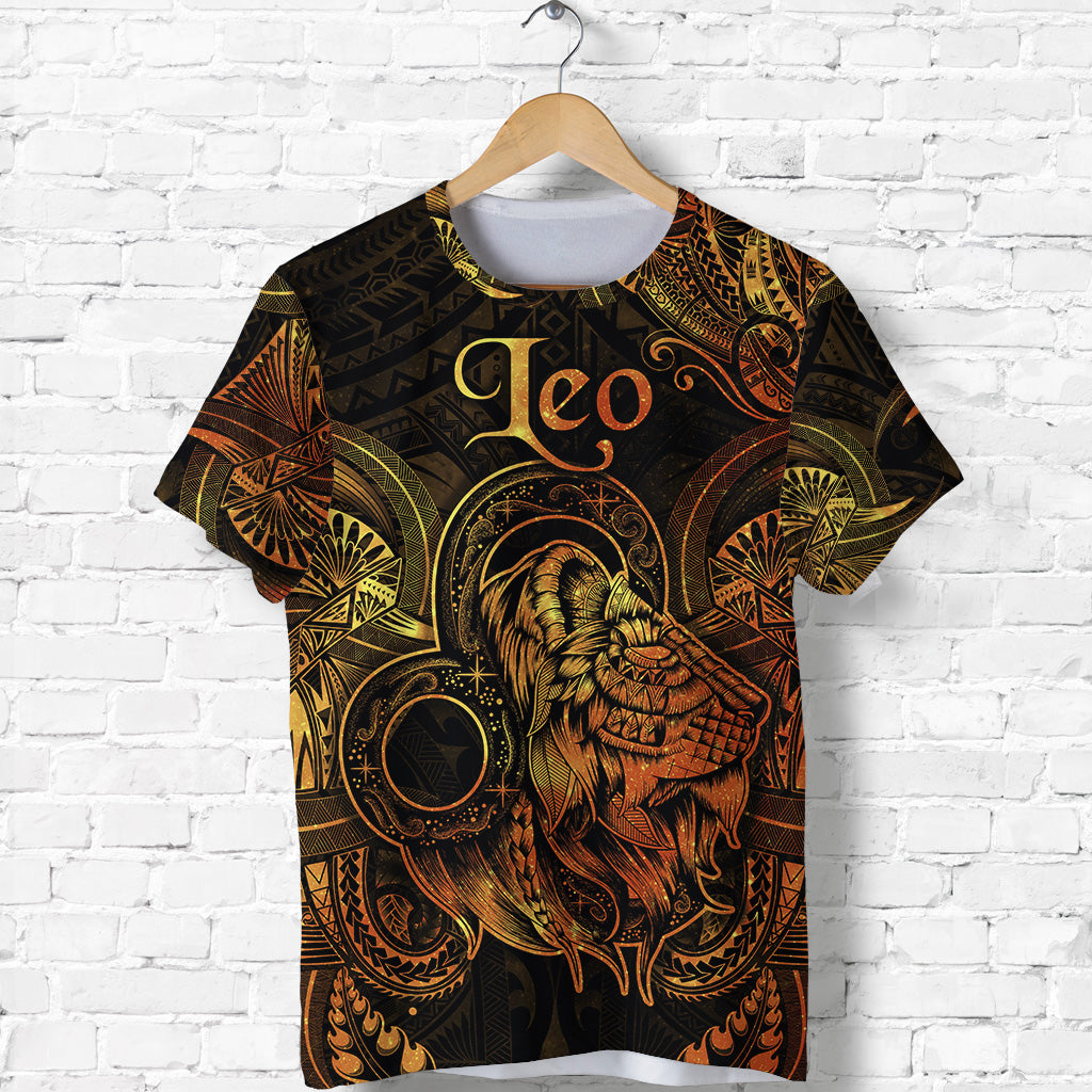 Custom Leo Zodiac Polynesian T Shirt Unique Style Gold LT8 - Polynesian Pride