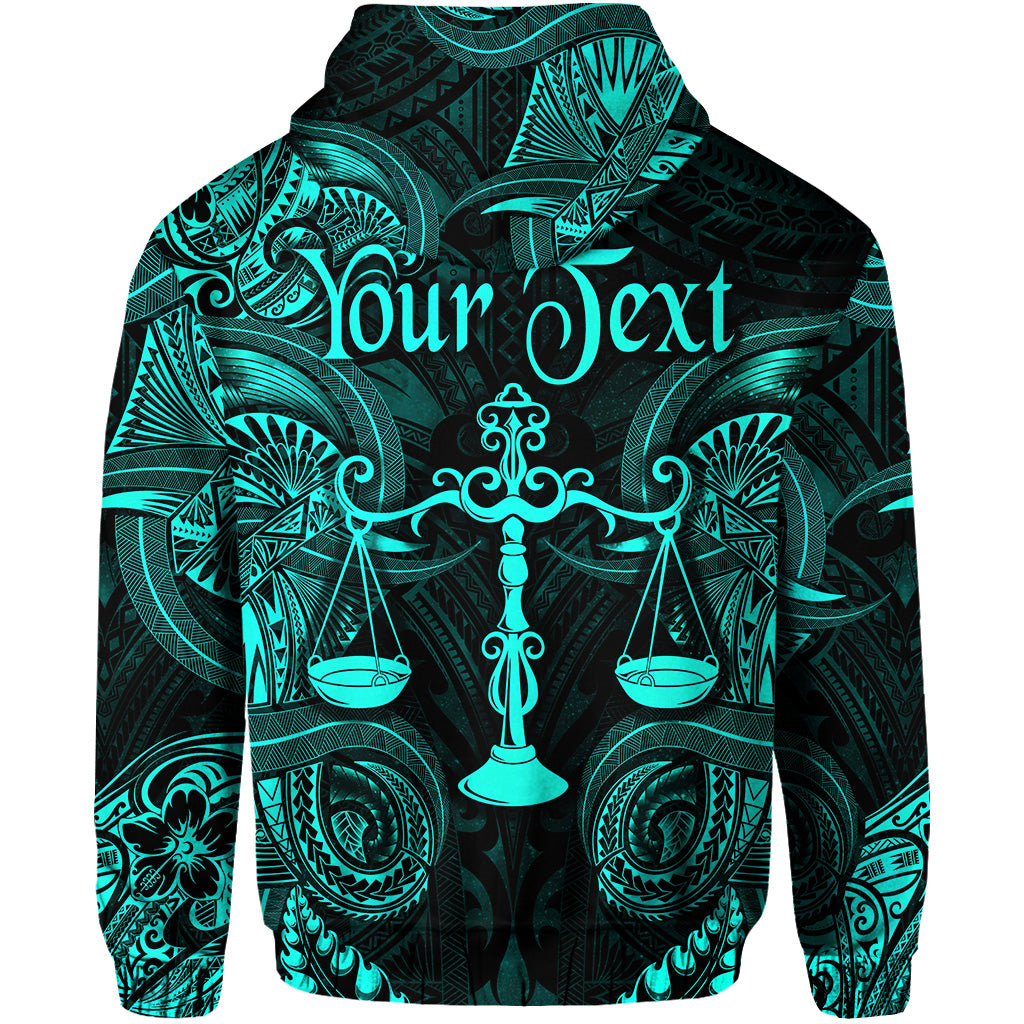 Custom Libra Zodiac Polynesian Zip Hoodie Unique Style Turquoise LT8 - Polynesian Pride