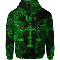 Libra Zodiac Polynesian Zip Hoodie Unique Style Green LT8 - Polynesian Pride