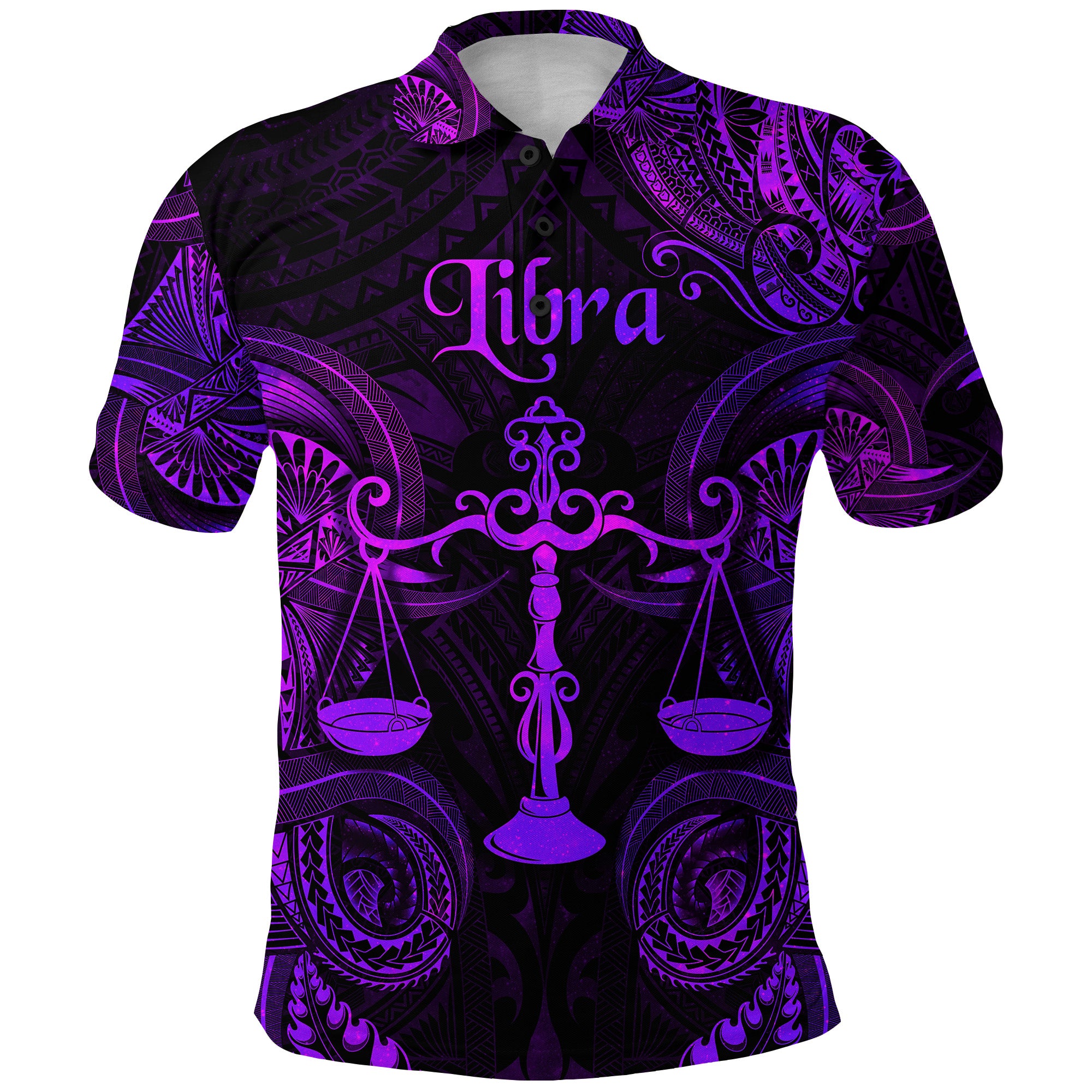 Custom Libra Zodiac Polynesian Polo Shirt Unique Style Purple LT8 - Polynesian Pride