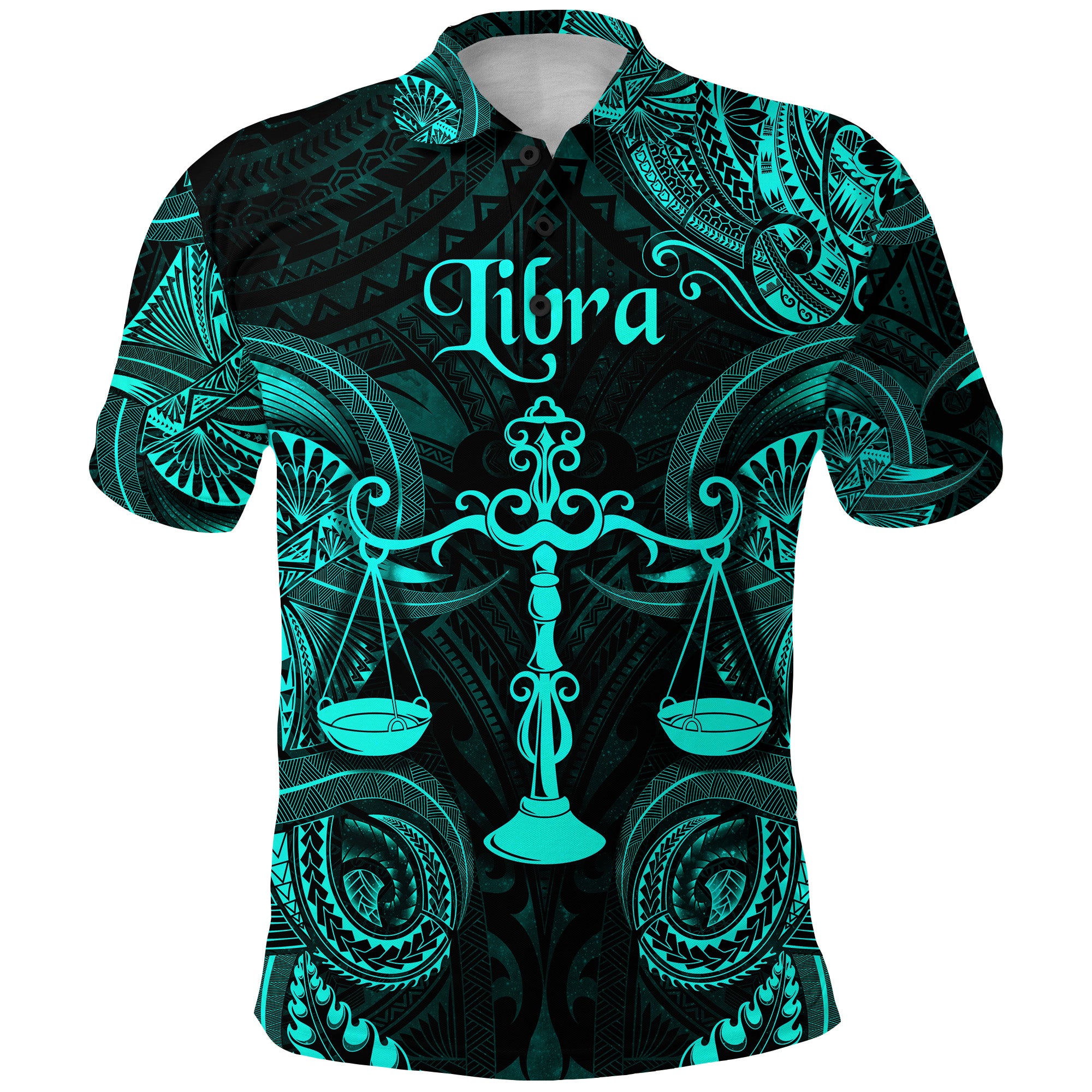 Custom Libra Zodiac Polynesian Polo Shirt Unique Style Turquoise LT8 - Polynesian Pride