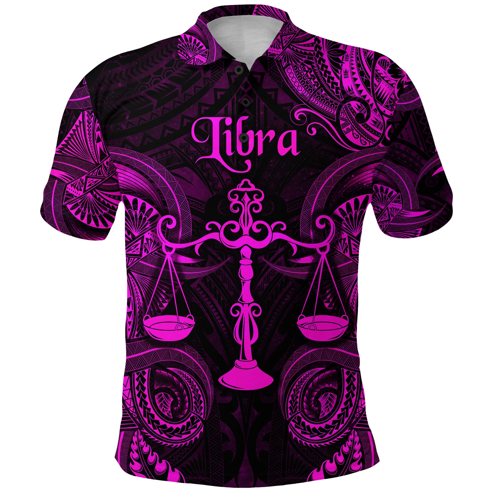 Custom Libra Zodiac Polynesian Polo Shirt Unique Style Pink LT8 - Polynesian Pride