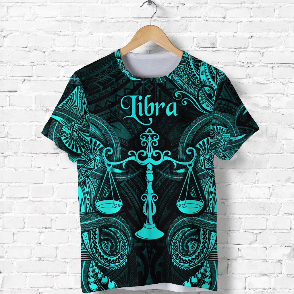 Custom Libra Zodiac Polynesian T Shirt Unique Style Turquoise LT8 - Polynesian Pride