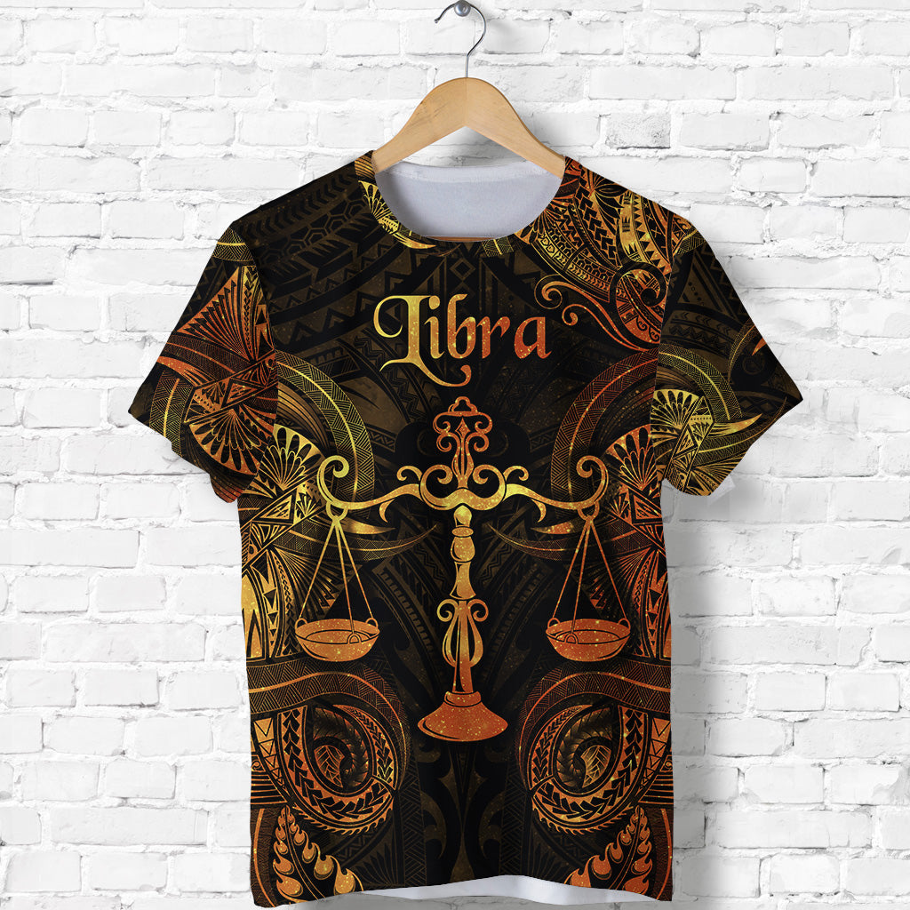 Custom Libra Zodiac Polynesian T Shirt Unique Style Gold LT8 - Polynesian Pride