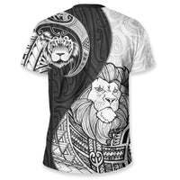 Lion Maori Tattoo T Shirt - Polynesian Pride