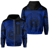 Polynesian Seal of Hawaii Zip Hoodie Blue NRP Style Unisex Blue - Polynesian Pride