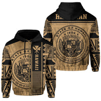 Polynesian Seal of Hawaii Zip Hoodie Gold NRP Style Unisex Gold - Polynesian Pride