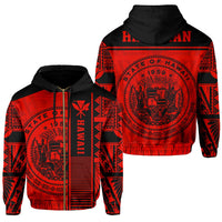 Polynesian Seal of Hawaii Zip Hoodie Red NRP Style Unisex Red - Polynesian Pride