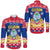 Guam Tribal Polynesian Christmas Vibe Hawaii Long Sleeve Button Shirt LT9 Unisex Blue - Polynesian Pride