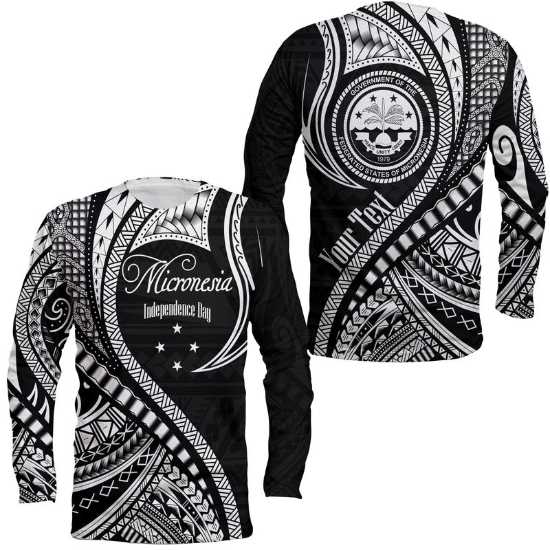 (Custom Personalised) Federated States of Micronesia Independence Day Long Sleeve Shirt Black Polynesian Wave Style LT9 Unisex Black - Polynesian Pride