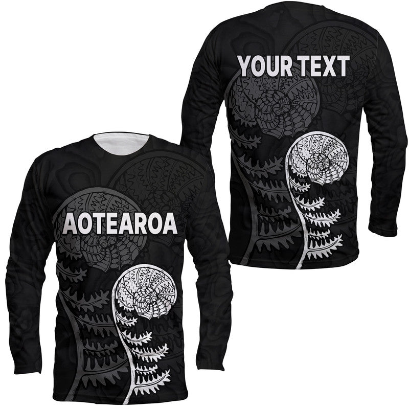 (Custom Personalised) Aotearoa Silver Fern Long Sleeve Shirt LT9 Unisex Blue - Polynesian Pride