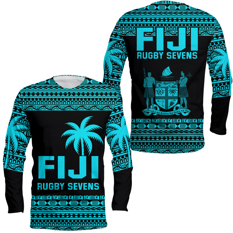 Fiji Rugby Sevens Long Sleeve Shirt Simple Blue Style LT9 Unisex Blue - Polynesian Pride