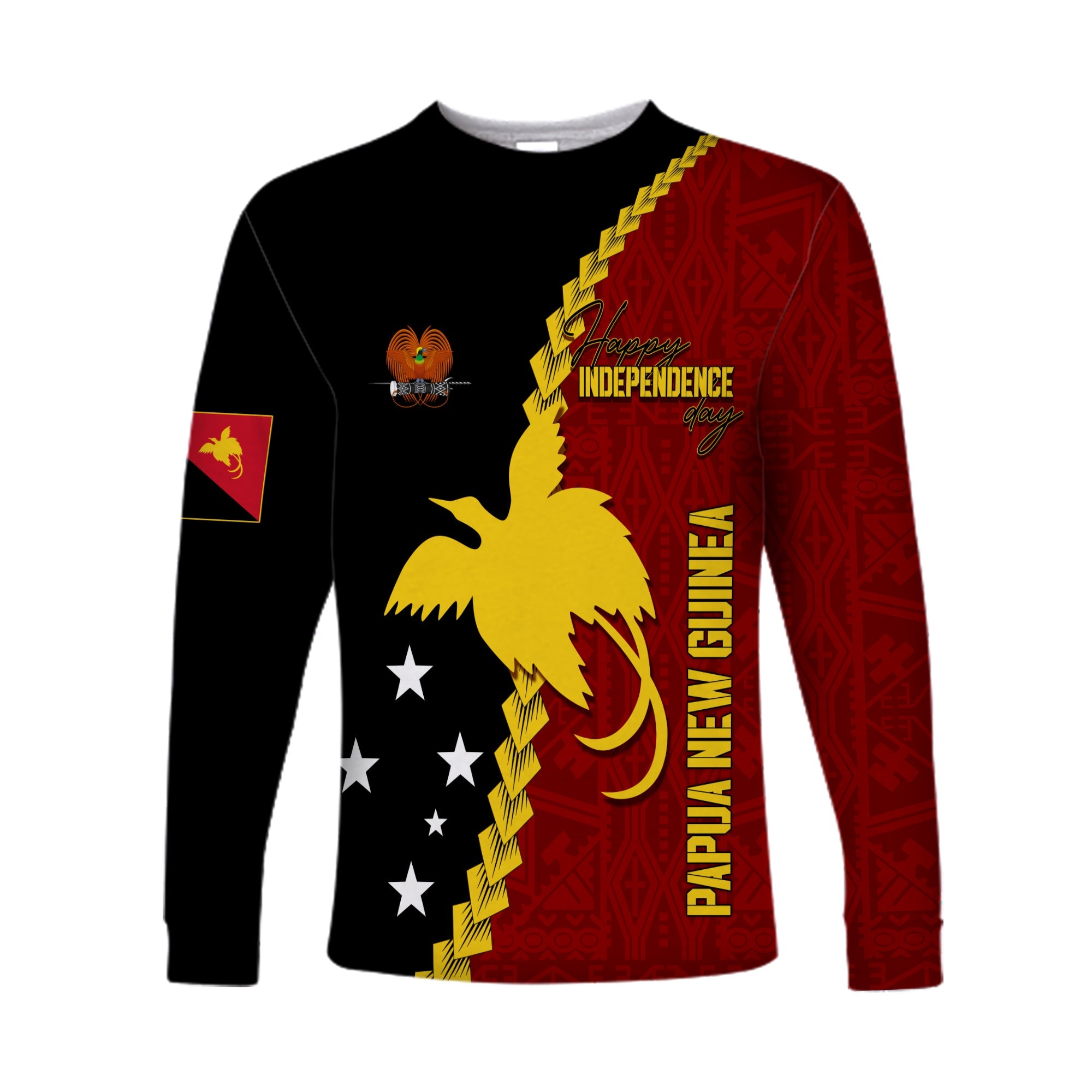 Personalised Papua New Guinea Long Sleeves Shirt 47th Independence Anniversary - Motu Revareva LT7 Unisex Red - Polynesian Pride