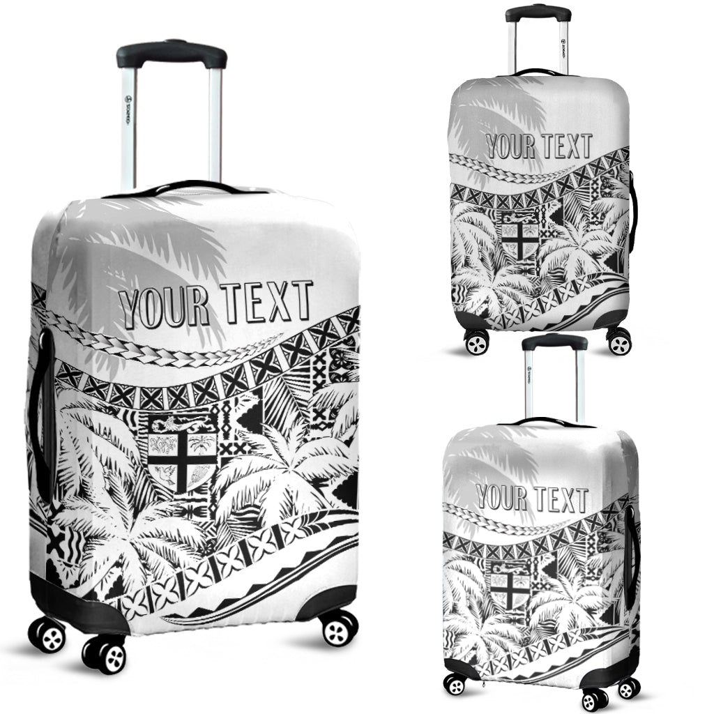 Personalised Fiji Day Luggage Cover Flying Fijians Masi Kesa Style - White LT7 White - Polynesian Pride