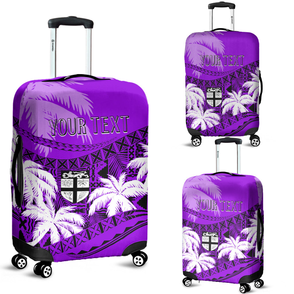 Personalised Fiji Day Luggage Cover Flying Fijians Masi Kesa Style - Violet LT7 Violet - Polynesian Pride