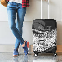 Personalised Fiji Day Luggage Cover Flying Fijians Masi Kesa Style - Black LT7 - Polynesian Pride