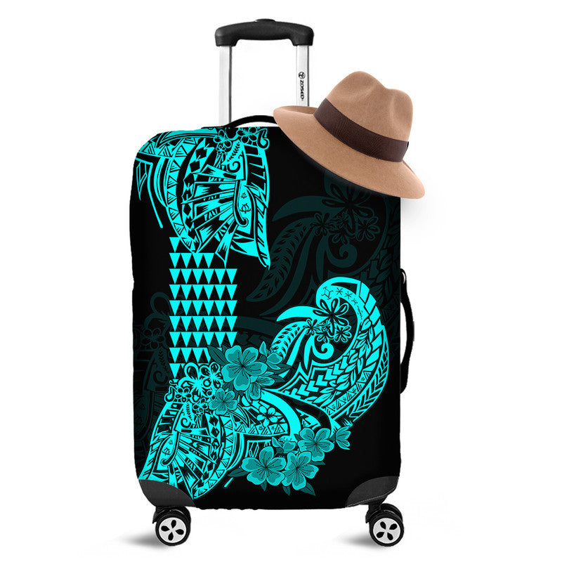 Hawaii Kakau Luggage Cover Polynesian Floral Tribal Aqua Version LT9 Aqua - Polynesian Pride