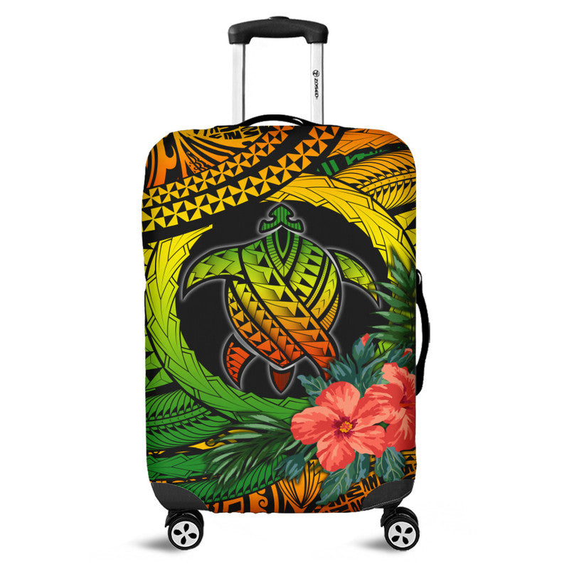 Polynesian Turtle Luggage Cover Circle Turtle Hibiscus Reggae LT9 Reggae - Polynesian Pride