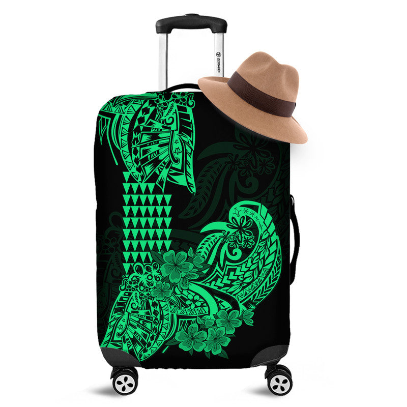 Hawaii Kakau Luggage Cover Polynesian Floral Tribal Green Version LT9 Green - Polynesian Pride