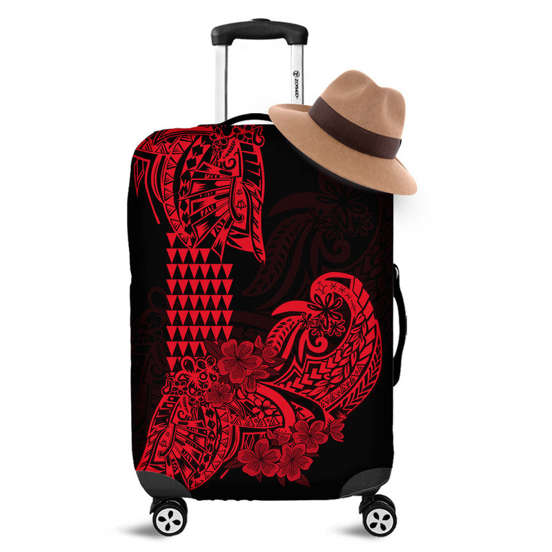 Hawaii Kakau Luggage Cover Polynesian Floral Tribal Red Version LT9 Red - Polynesian Pride