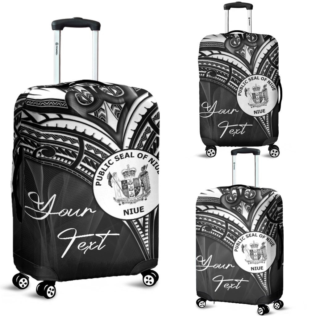 Niue Custom Personalised Luggage Covers - Cross Style Black - Polynesian Pride