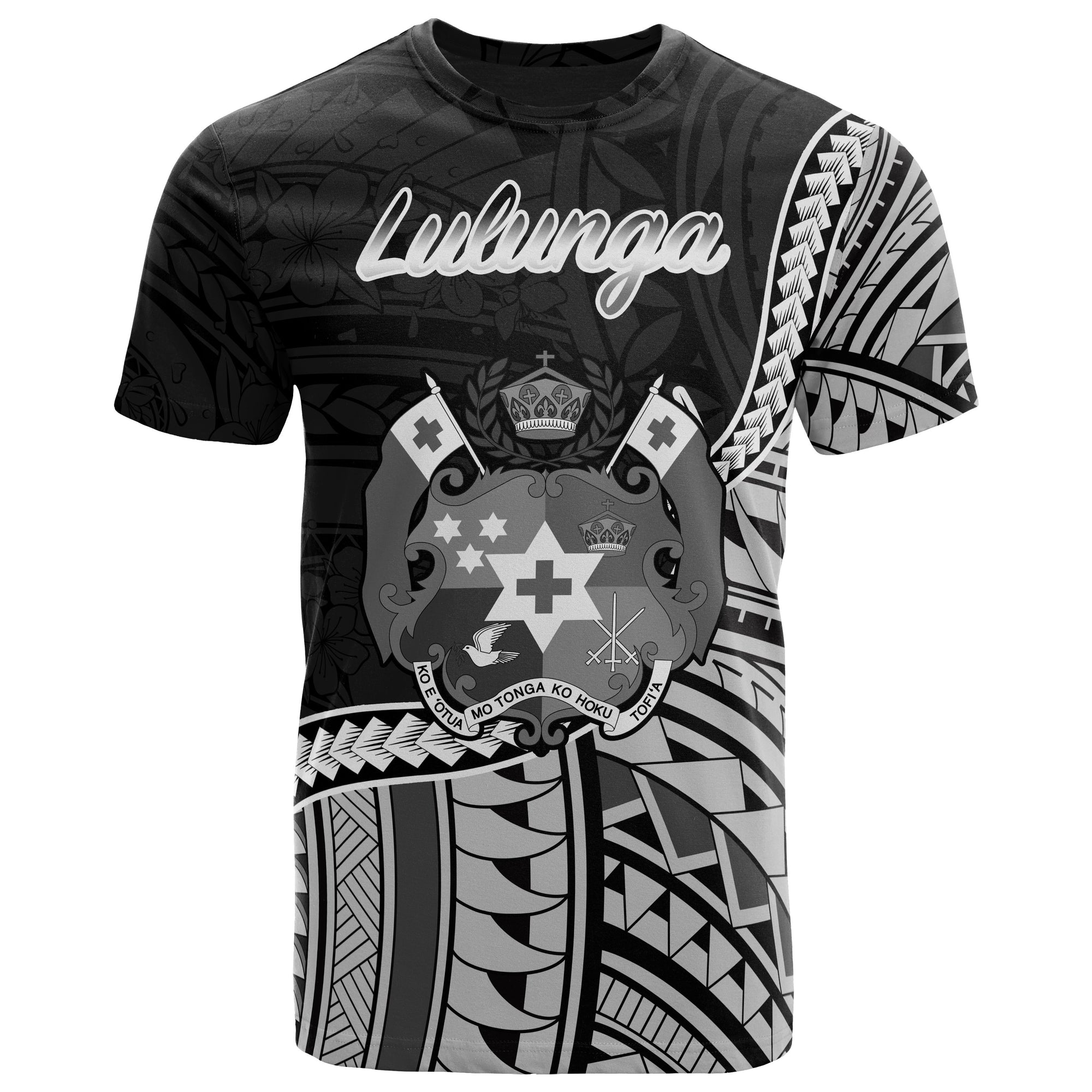 Tonga T Shirt Lulunga Polynesian Patterns Unisex Black - Polynesian Pride