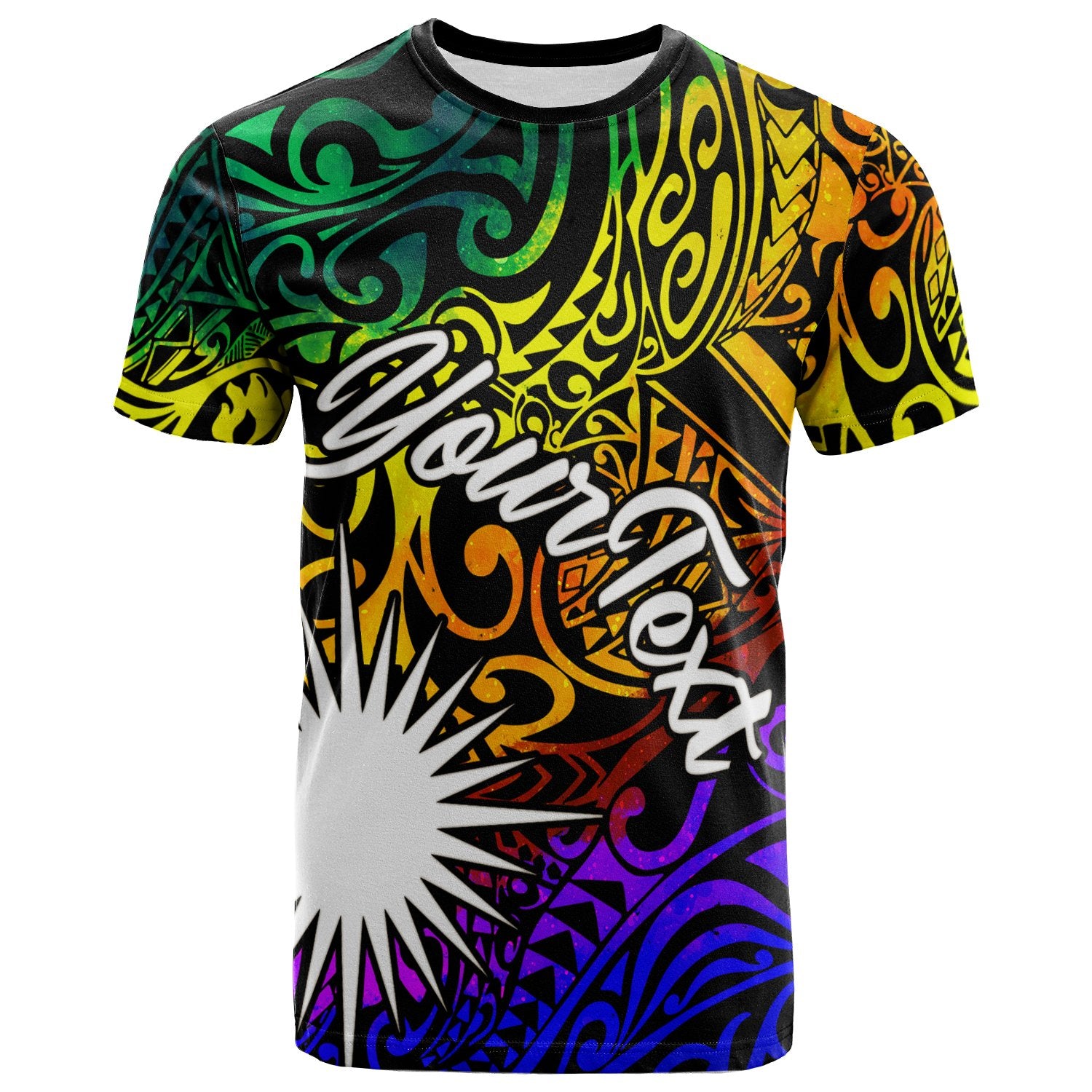 Marshall Islands Custom T Shirt Rainbow Polynesian Pattern Unisex Rainbow - Polynesian Pride